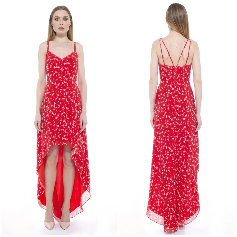 Alexia Admor Bailey red floral ditzy hi low hem dress